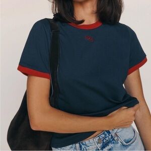 Reformation classic crew T-shirt midnight logo like new